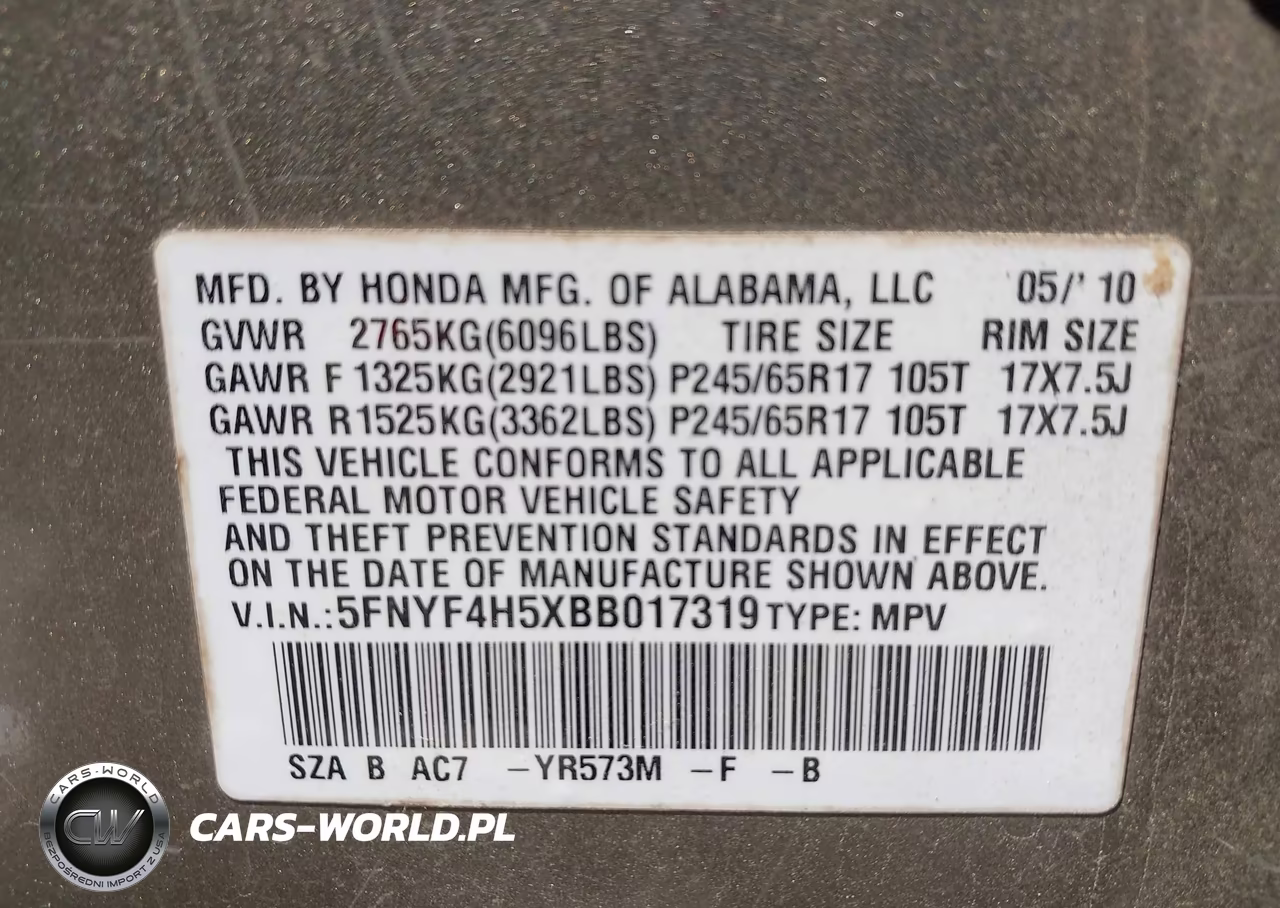 2011 Honda Pilot Ex-L VIN:5FNYF4H5XBB017319 - 9