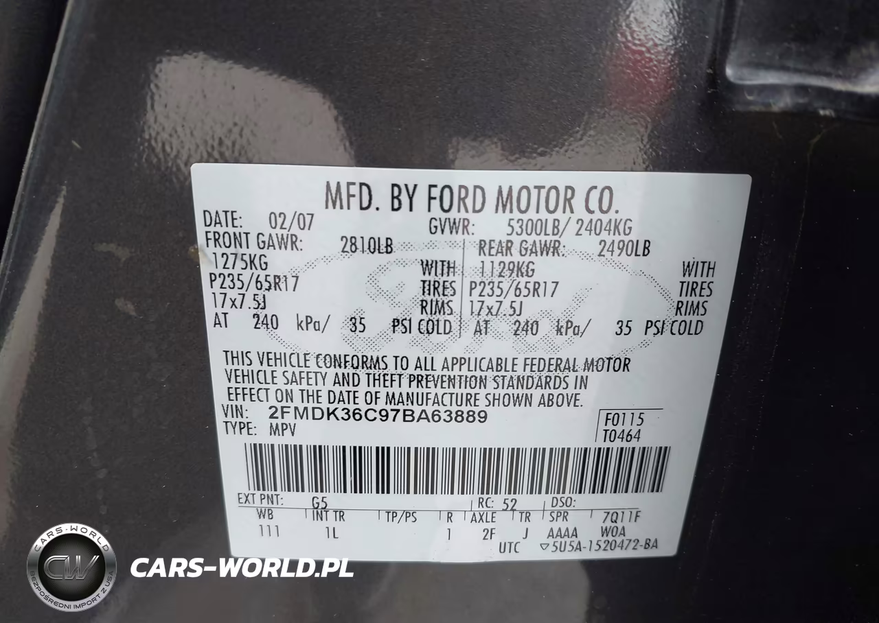 2007 Ford Edge Se VIN:2FMDK36C97BA63889 - 9