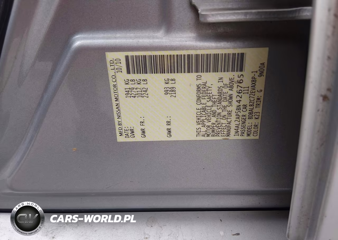 2011 Nissan Altima 2.5 S VIN:1N4AL2AP5BN426765 - 9