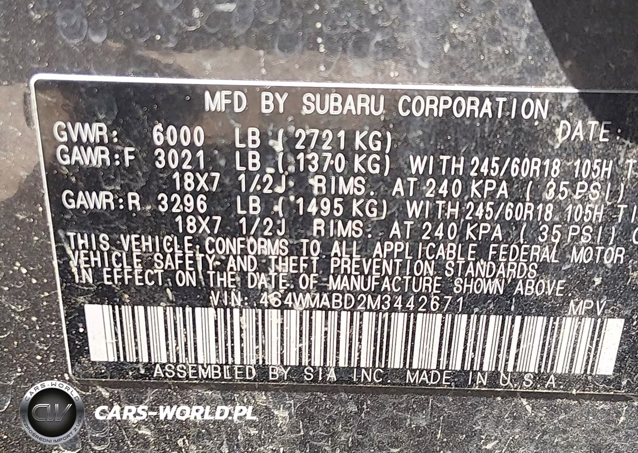 2021 Subaru Ascent Premium VIN:4S4WMABD2M3442671 - 9