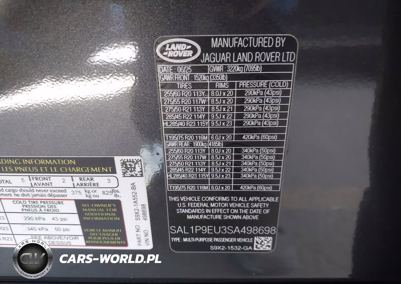 2025 Land Rover Range Rover Sport P360 Se VIN:SAL1P9EU3SA498698 - 9