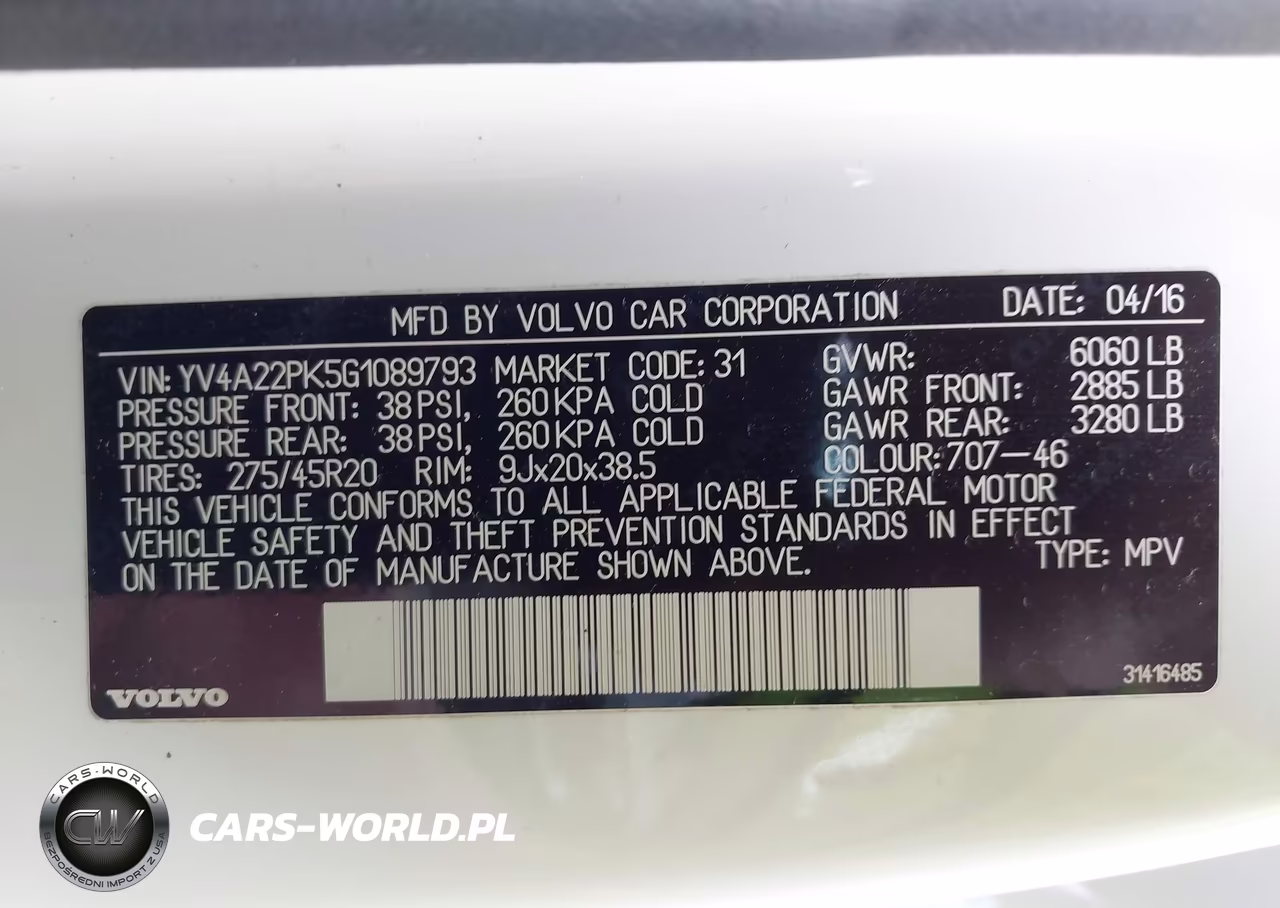 2016 Volvo Xc90 T6 Momentum VIN:YV4A22PK5G1089793 - 9