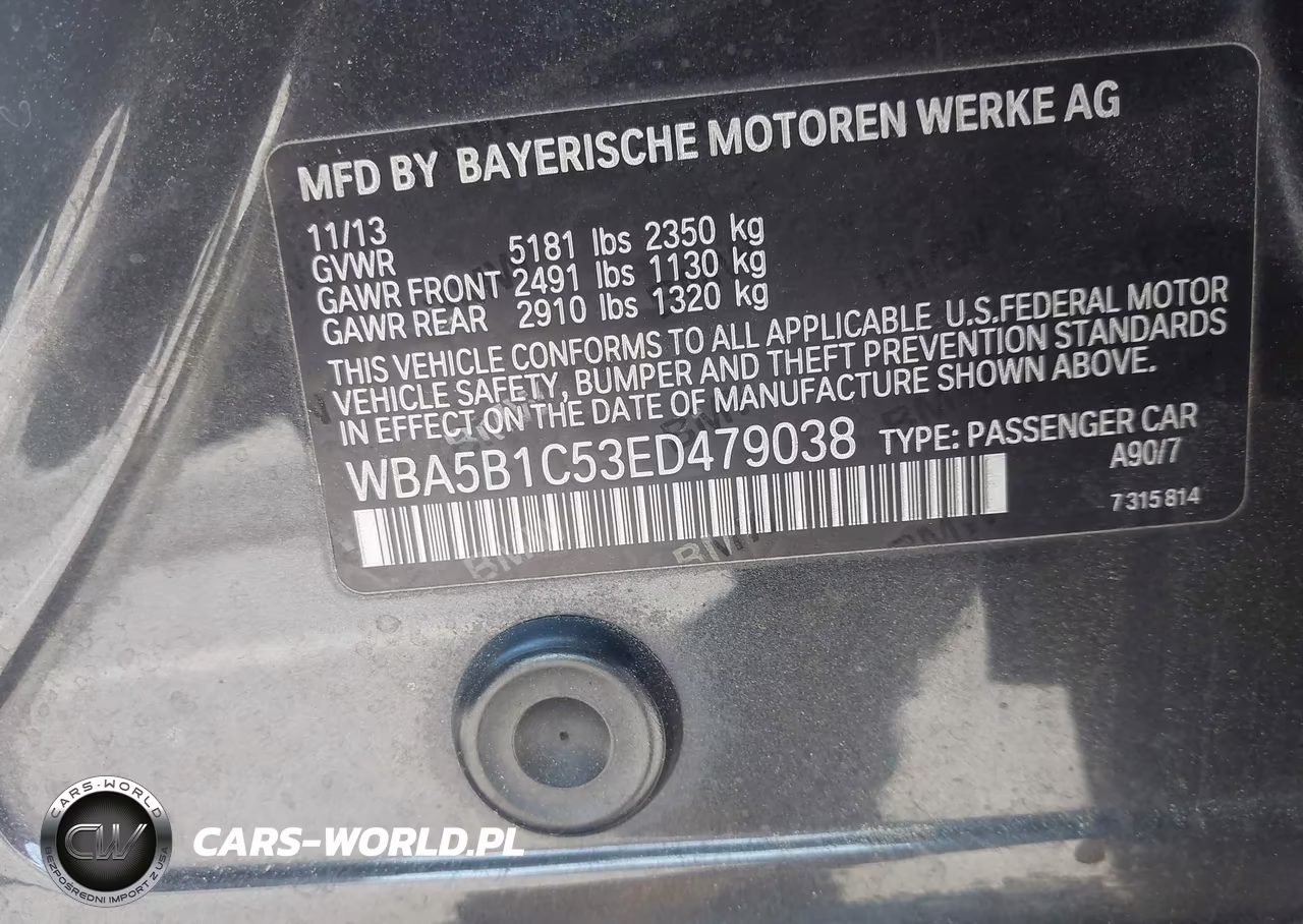 2014 BMW 535I VIN:WBA5B1C53ED479038 - 9