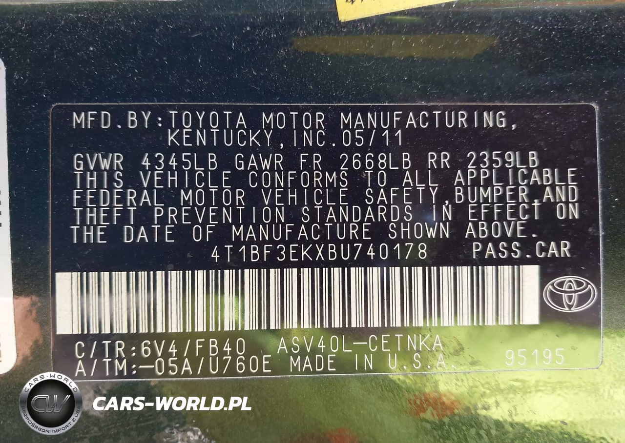 2011 Toyota Camry Le VIN:4T1BF3EKXBU740178 - 9