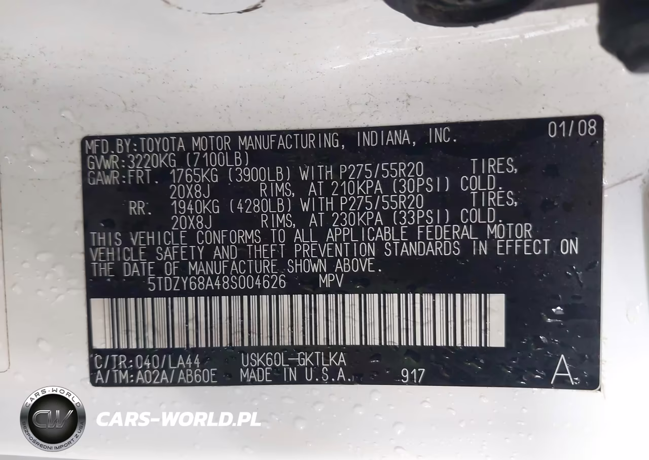 2008 Toyota Sequoia Limited 5.7L V8 VIN:5TDZY68A48S004626 - 9