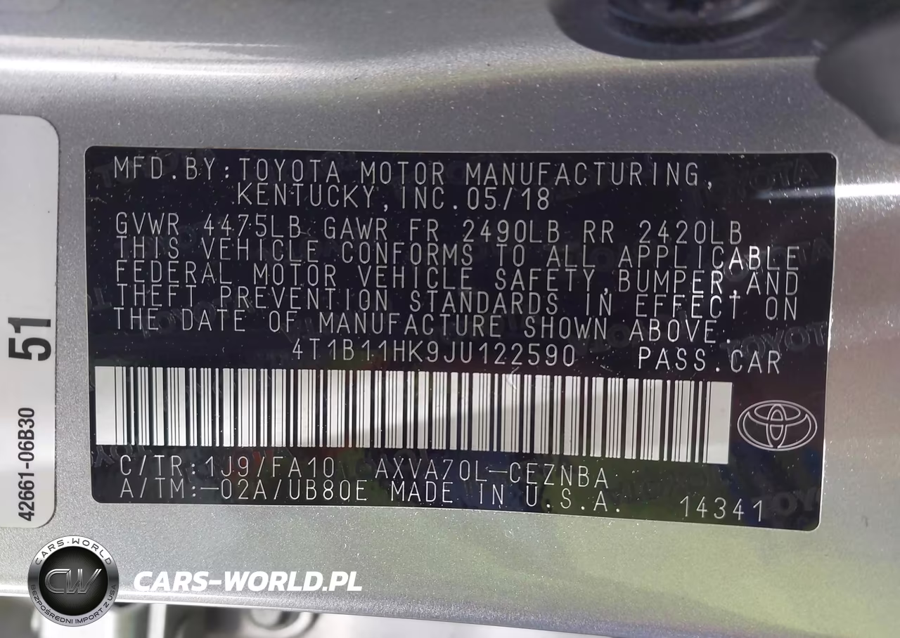 2018 Toyota Camry Le VIN:4T1B11HK9JU122590 - 9