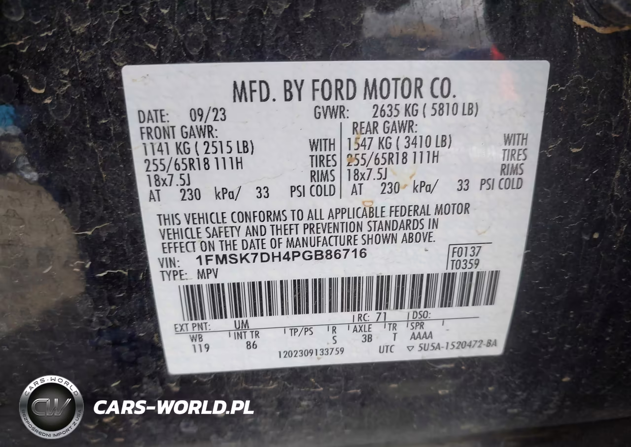 2023 Ford Explorer Xlt VIN:1FMSK7DH4PGB86716 - 9