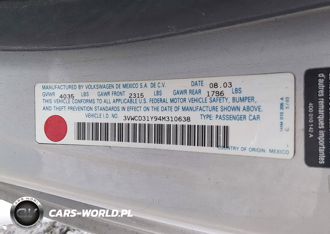2004 Volkswagen New Beetle Gls 1.8T VIN:3VWCD31Y94M310638 - 9