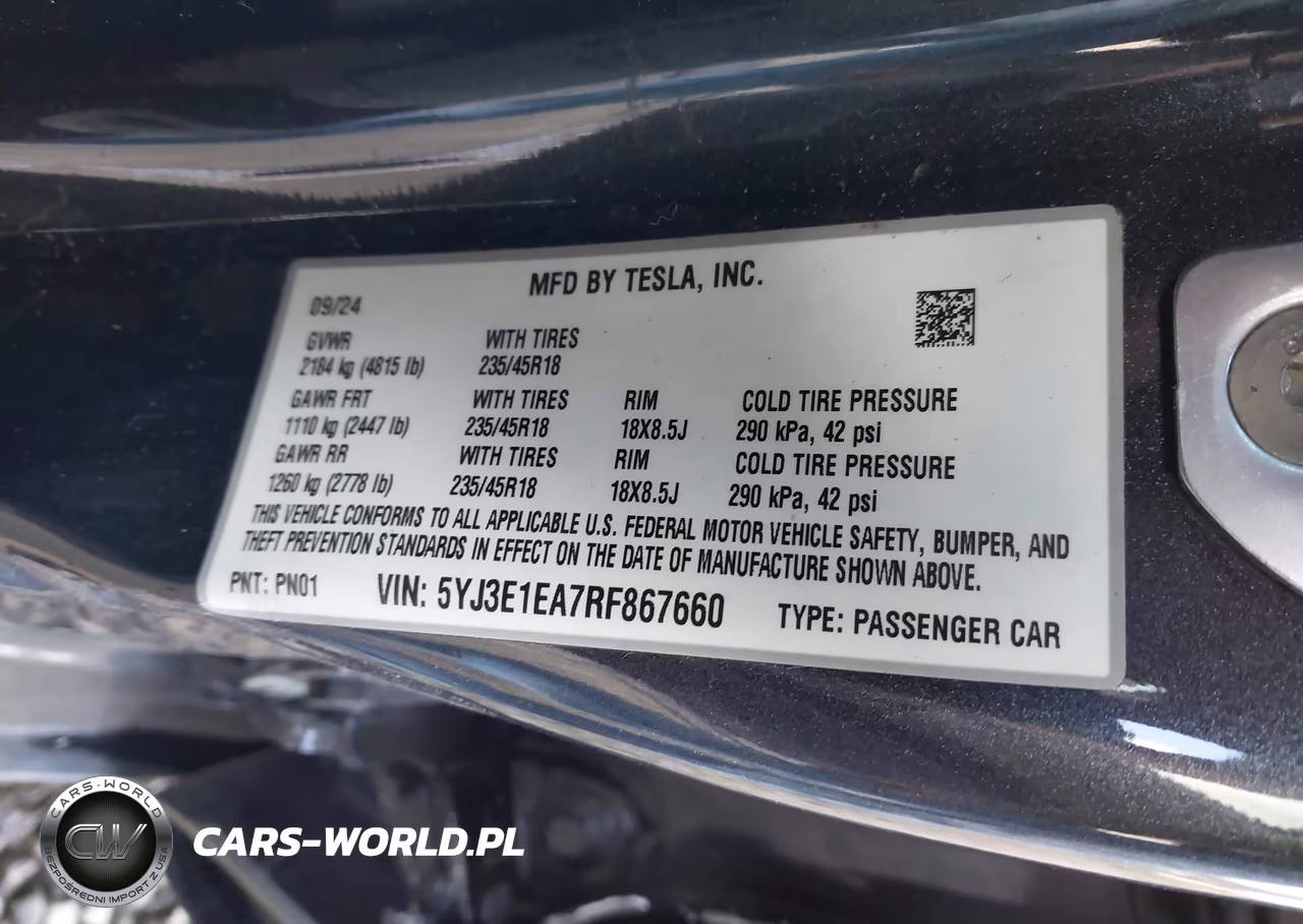 2024 Tesla Model 3 Long Range Dual Motor All-Wheel Drive-Rear-Wheel Drive VIN:5YJ3E1EA7RF867660 - 9