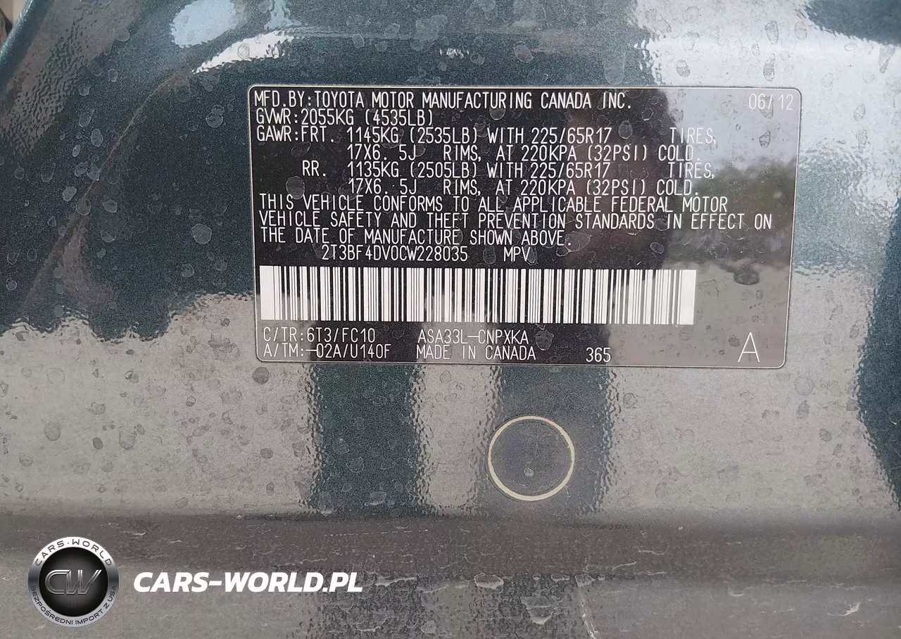 2012 Toyota Rav4 VIN:2T3BF4DV0CW228035 - 9
