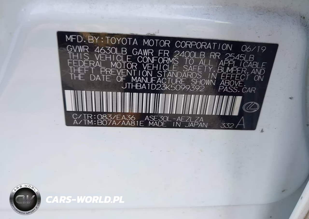 2019 Lexus Is 300 VIN:JTHBA1D23K5099392 - 9