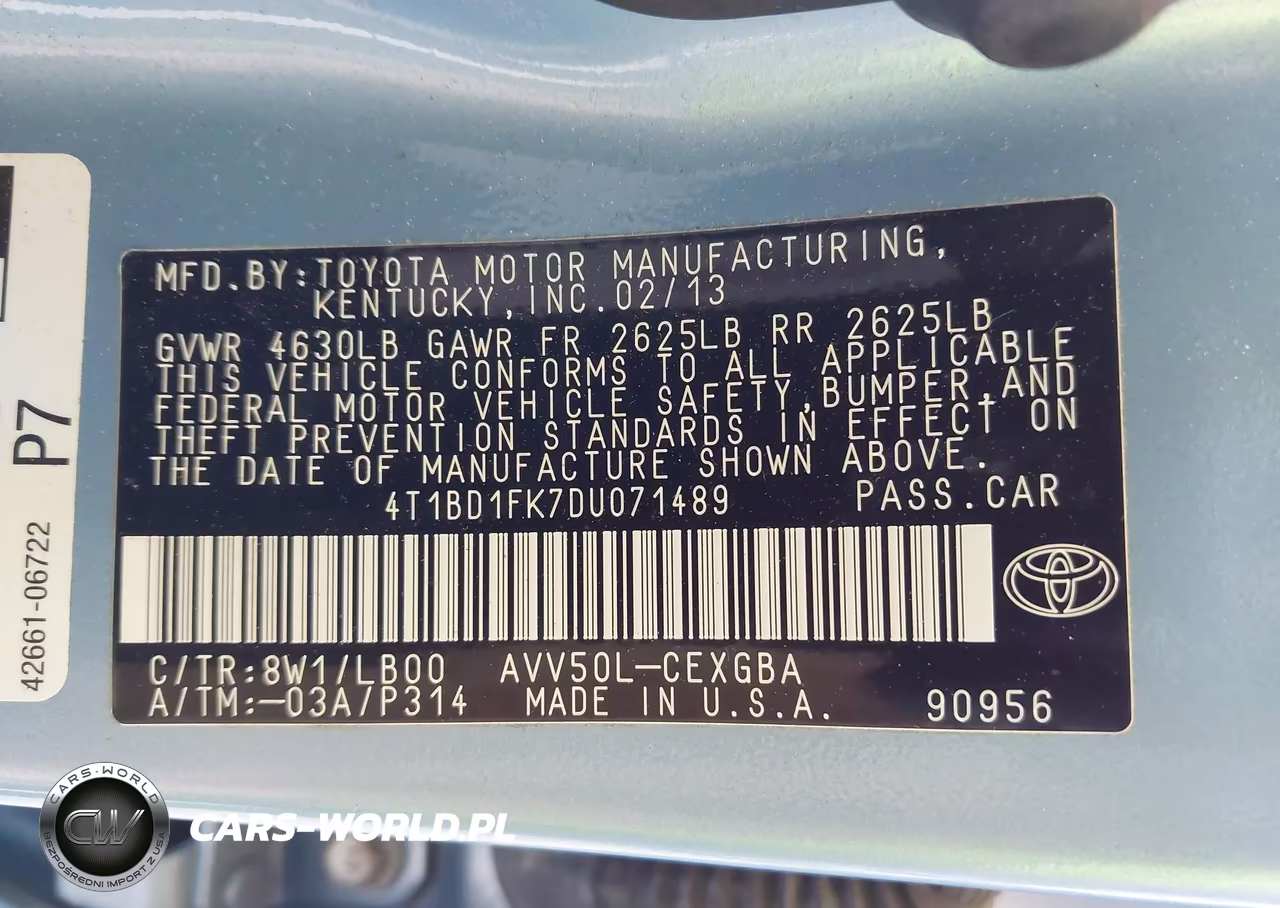 2013 Toyota Camry Hybrid Xle VIN:4T1BD1FK7DU071489 - 9