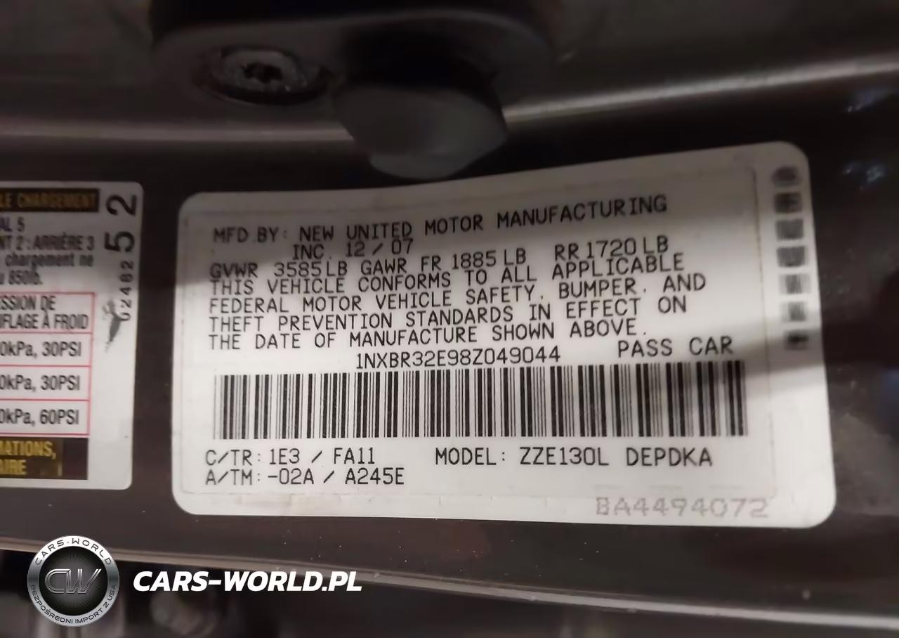 2008 Toyota Corolla Ce VIN:1NXBR32E98Z049044 - 9