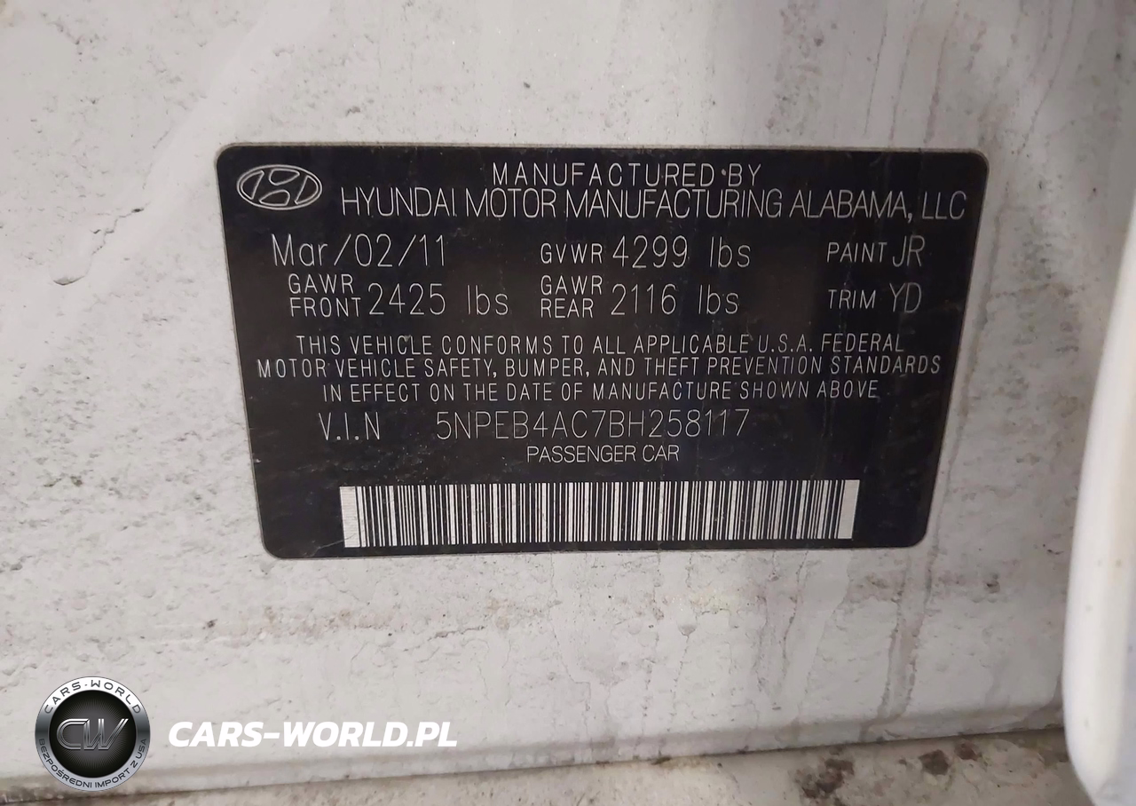 2011 Hyundai Sonata Gls VIN:5NPEB4AC7BH258117 - 9