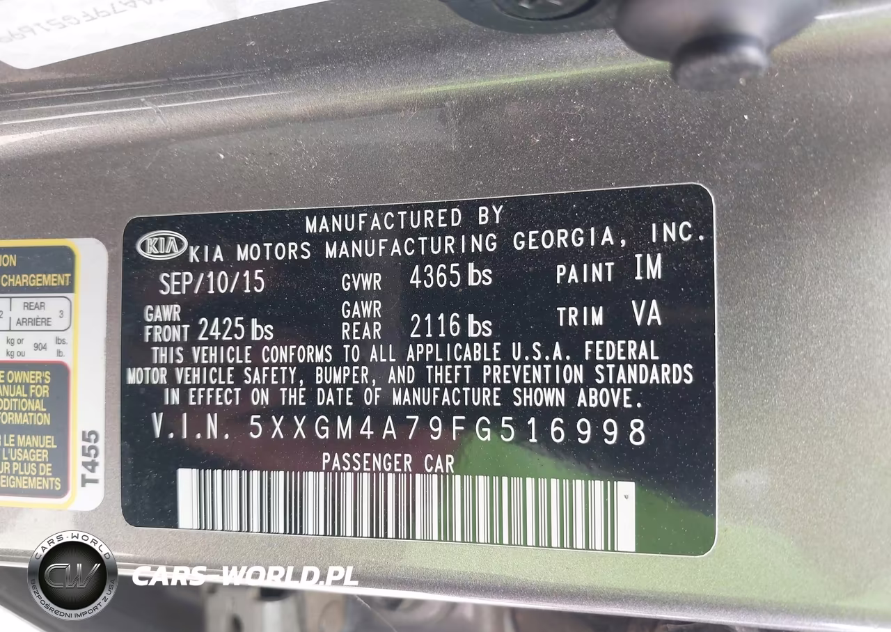 2015 Kia Optima Lx VIN:5XXGM4A79FG516998 - 9