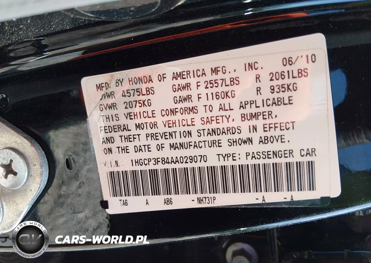 2010 Honda Accord 3.5 Ex-L VIN:1HGCP3F84AA029070 - 9