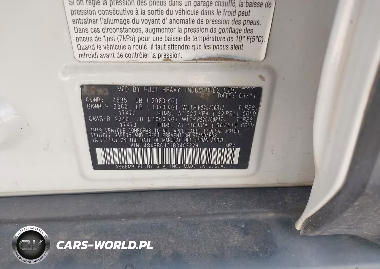 2011 Subaru Outback 2.5I Limited VIN:4S4BRCJC1B3407329 - 9