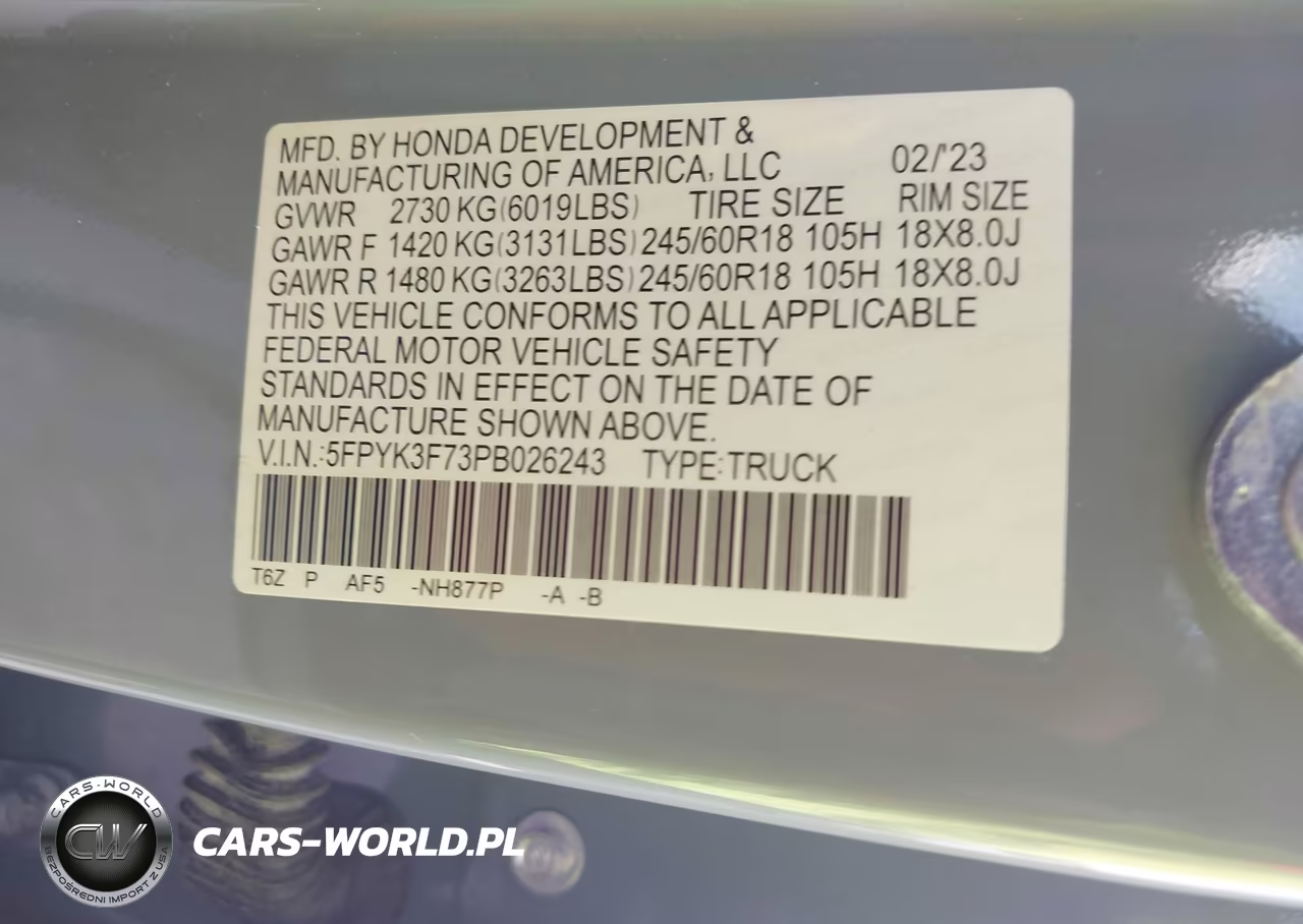 2023 Honda Ridgeline Rtl-E VIN:5FPYK3F73PB026243 - 9