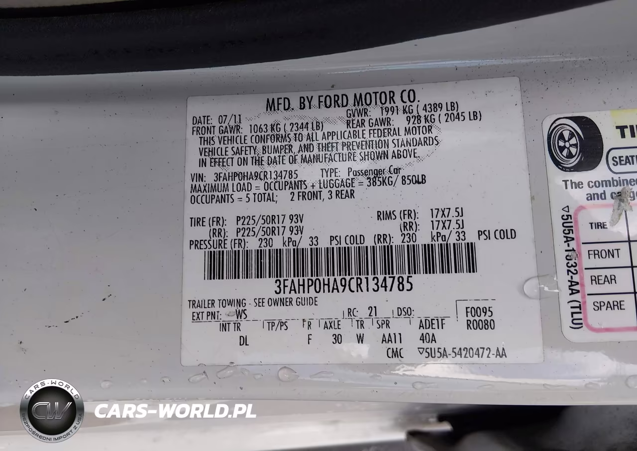 2012 Ford Fusion Se VIN:3FAHP0HA9CR134785 - 9
