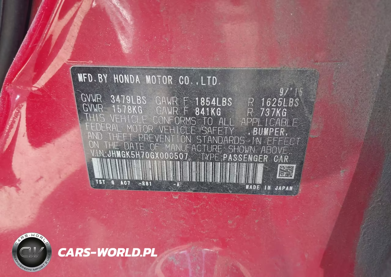 2016 Honda Fit Ex VIN:JHMGK5H70GX000507 - 9