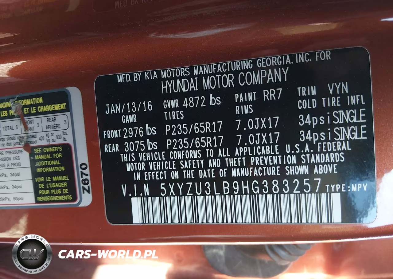 2017 Hyundai Santa Fe Sport 2.4L VIN:5XYZU3LB9HG383257 - 9