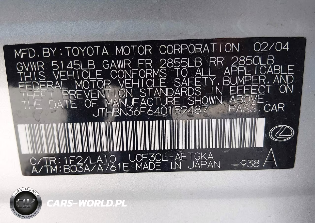 2004 Lexus Ls 430 VIN:JTHBN36F640152487 - 9