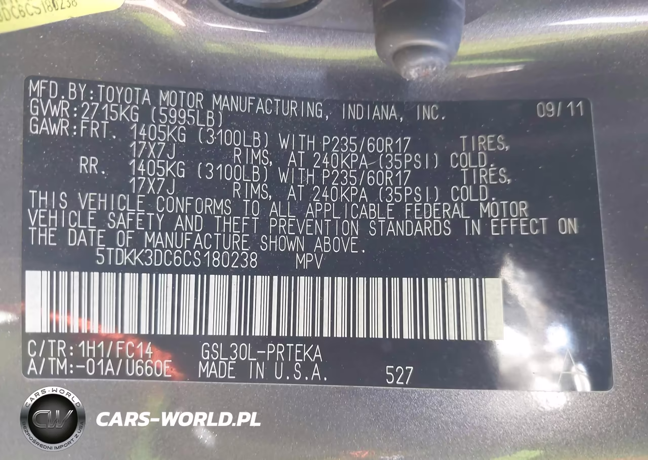 2012 Toyota Sienna Le V6 8 Passenger VIN:5TDKK3DC6CS180238 - 9
