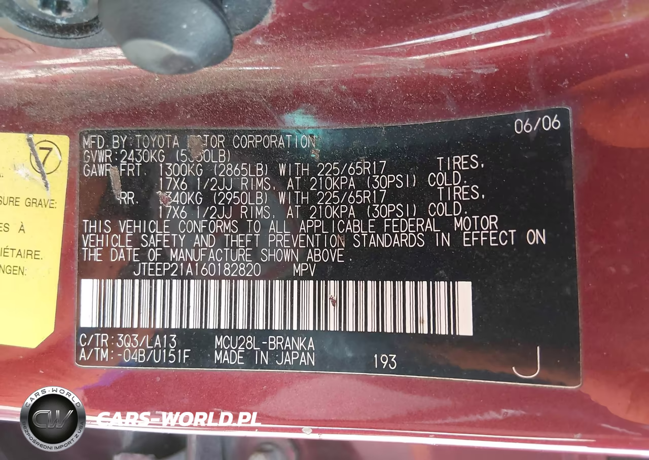 2006 Toyota Highlander Limited V6 VIN:JTEEP21A160182820 - 9
