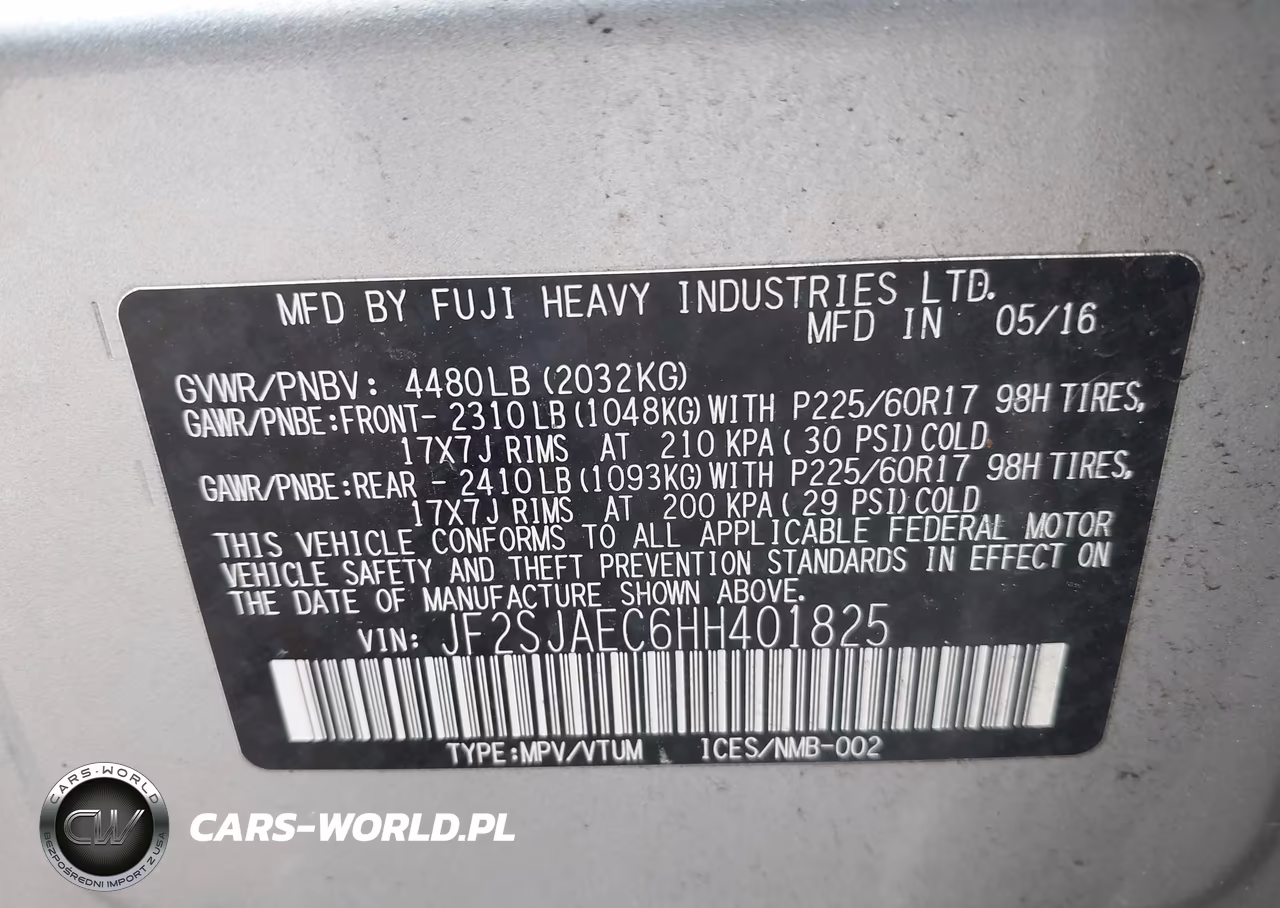 2017 Subaru Forester 2.5I Premium VIN:JF2SJAEC6HH401825 - 9