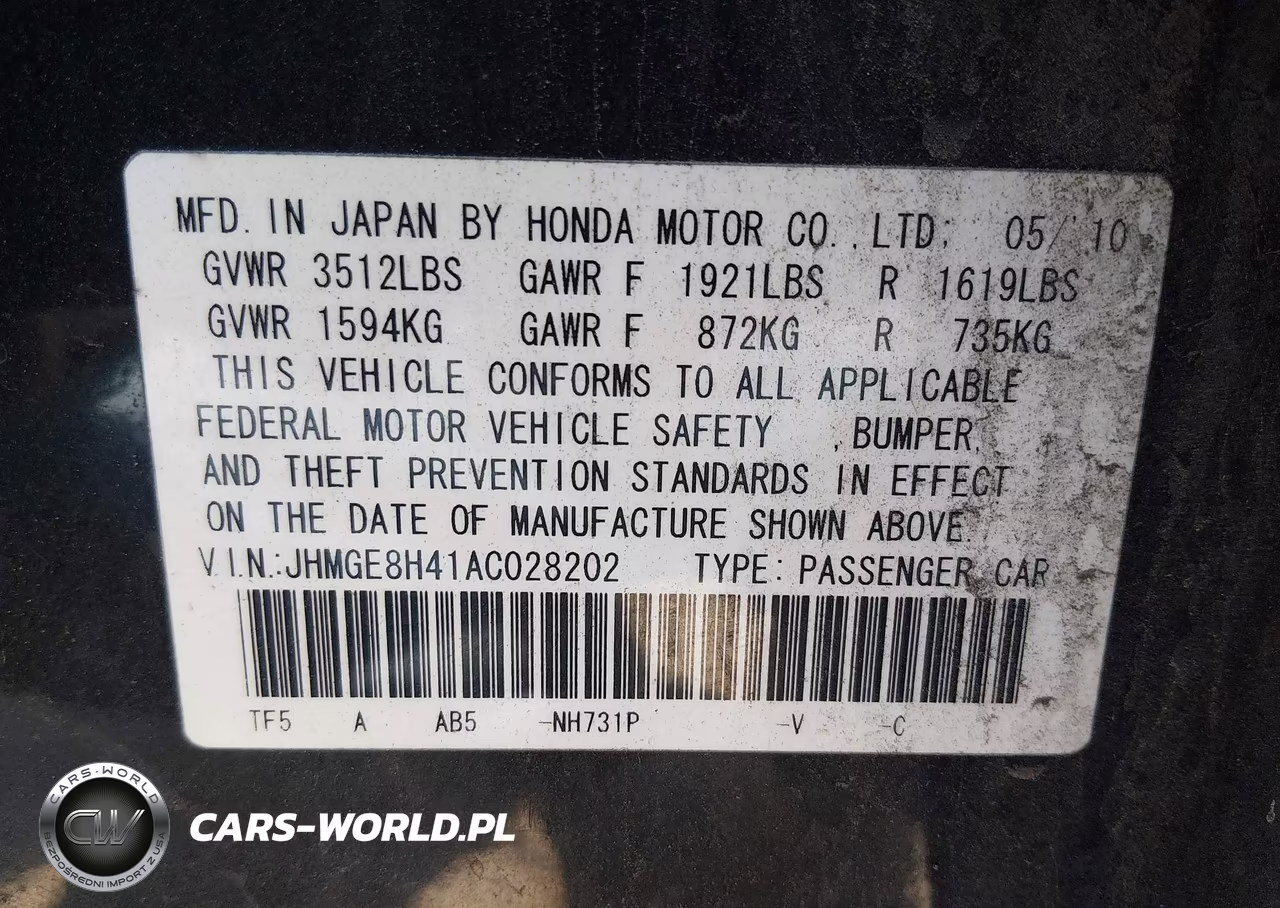 2010 Honda Fit Sport VIN:JHMGE8H41AC028202 - 9