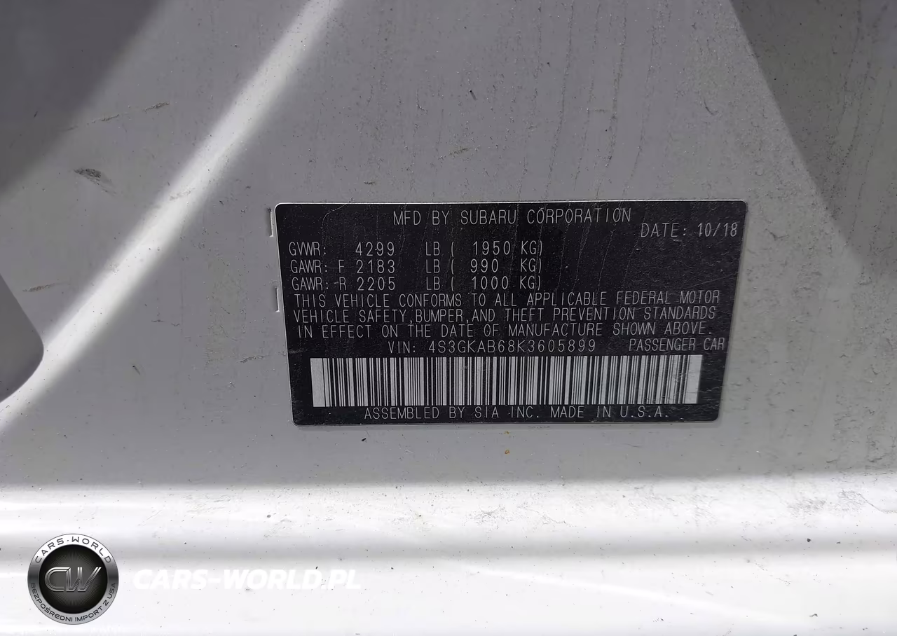 2019 Subaru Impreza 2.0I VIN:4S3GKAB68K3605899 - 9