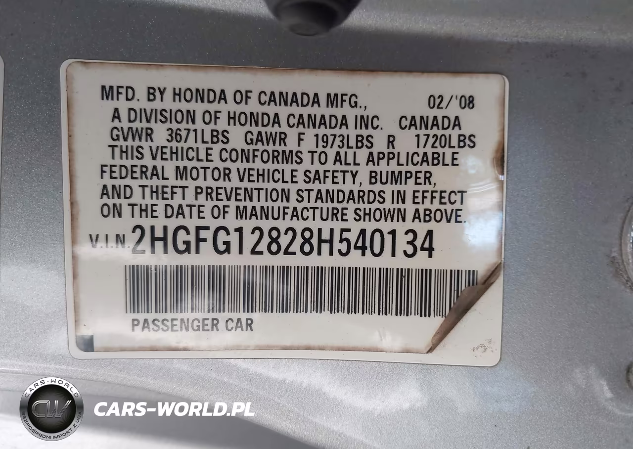 2008 Honda Civic Ex VIN:2HGFG12828H540134 - 9