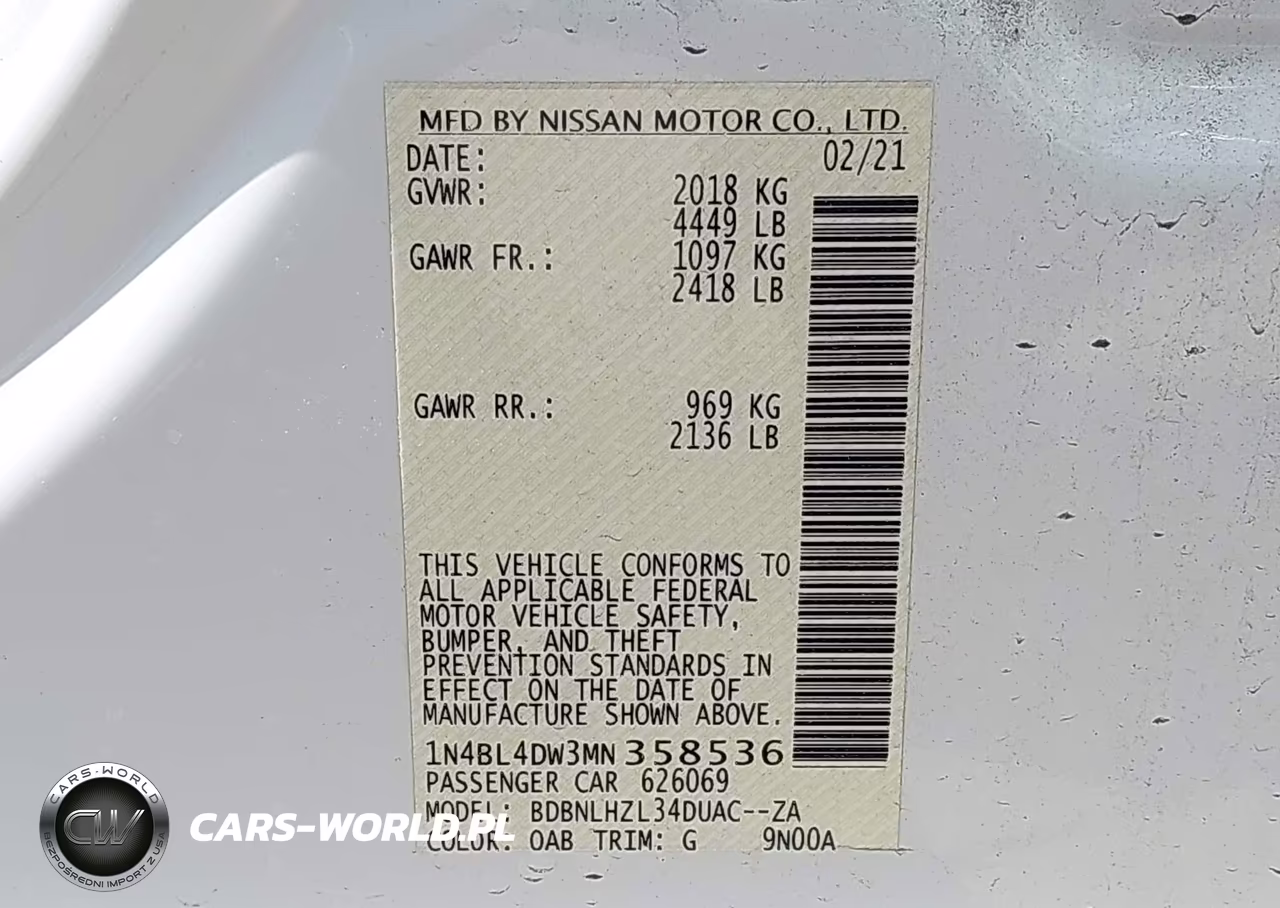 2021 Nissan Altima Sv Intelligent Awd VIN:1N4BL4DW3MN358536 - 9