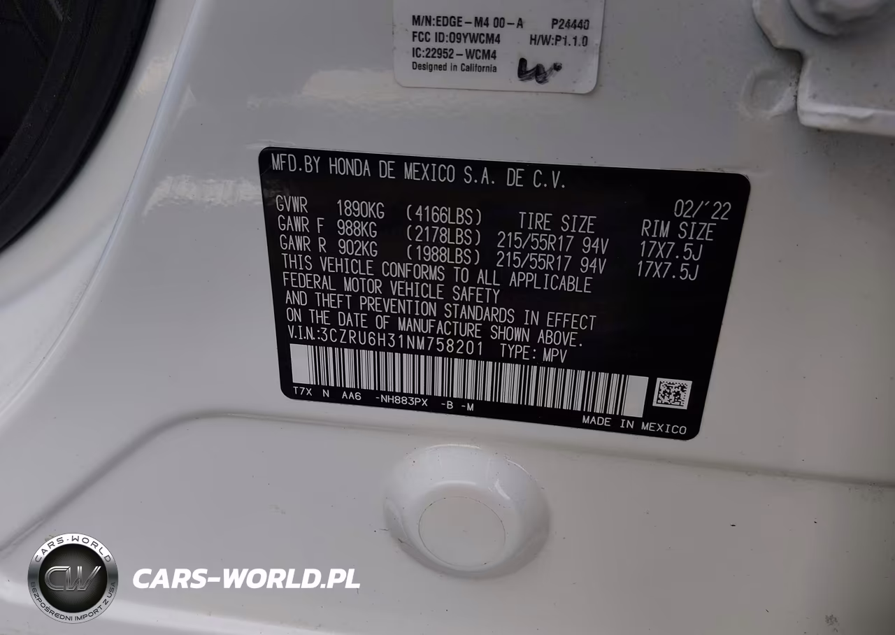 2022 Honda Hr-V Awd Lx VIN:3CZRU6H31NM758201 - 9