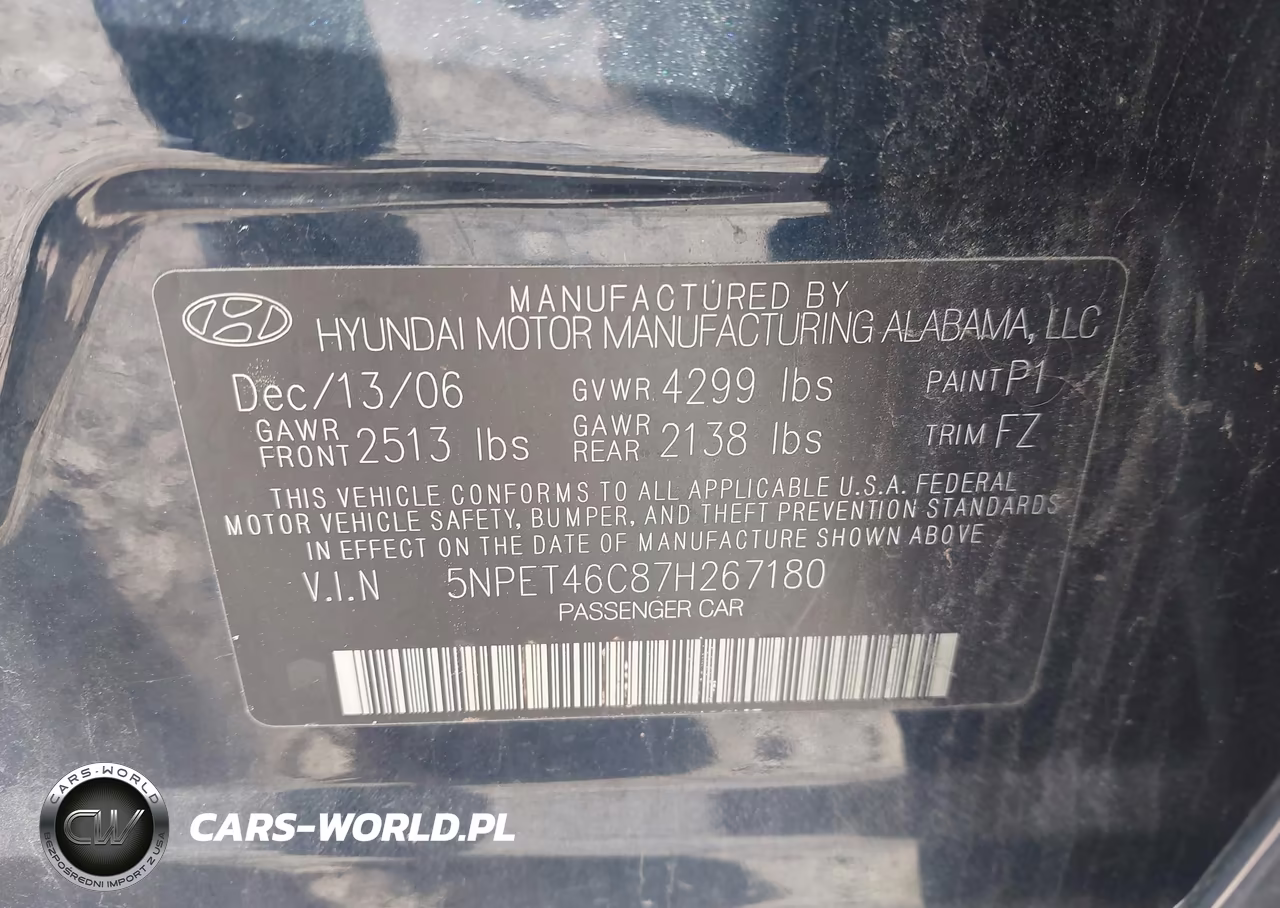 2007 Hyundai Sonata Gls VIN:5NPET46C87H267180 - 9
