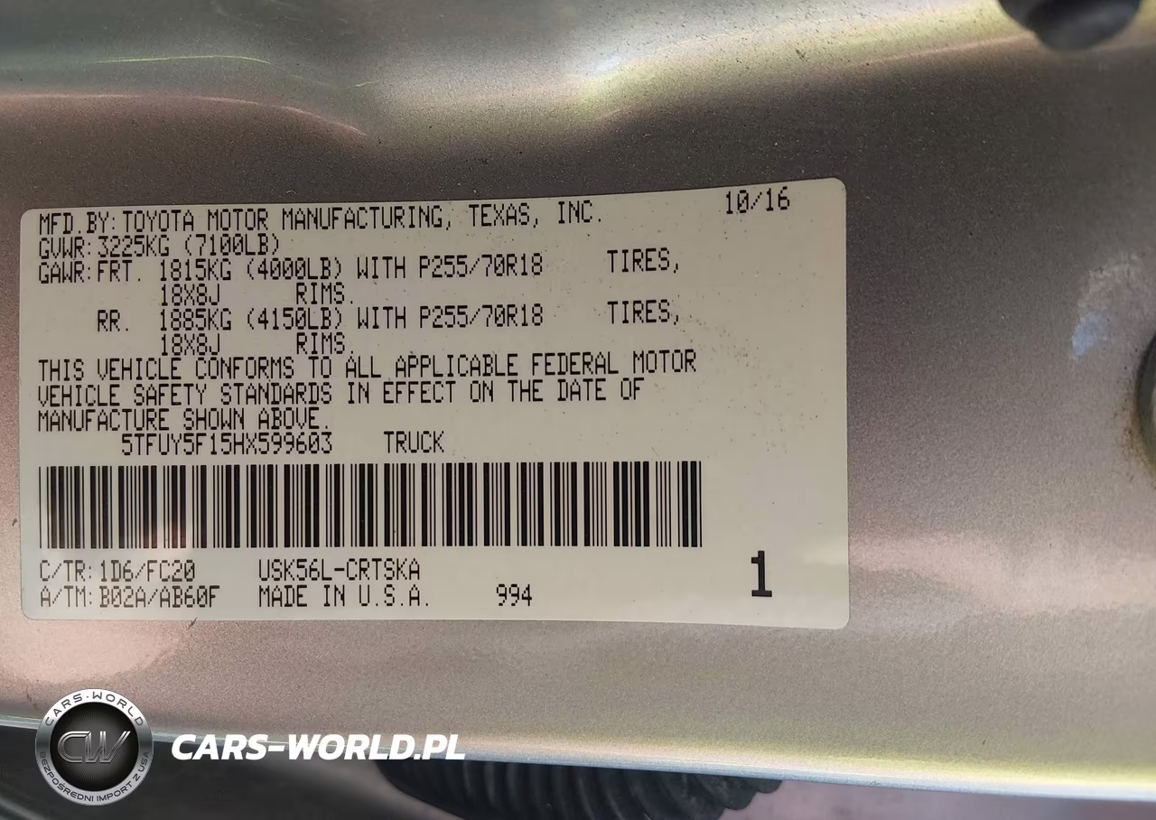2017 Toyota Tundra Sr5 5.7L V8 VIN:5TFUY5F15HX599603 - 9