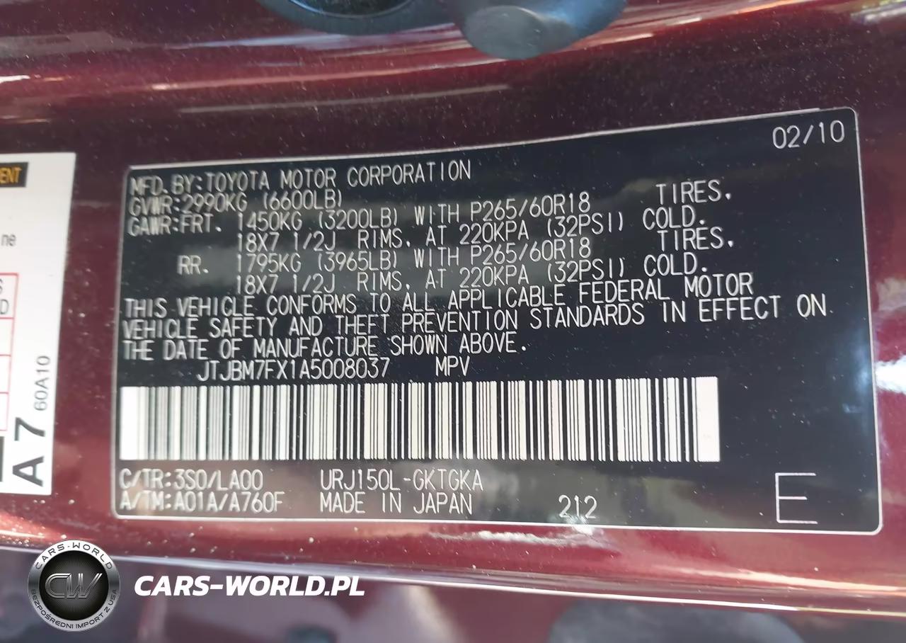 2010 Lexus Gx 460 VIN:JTJBM7FX1A5008037 - 9
