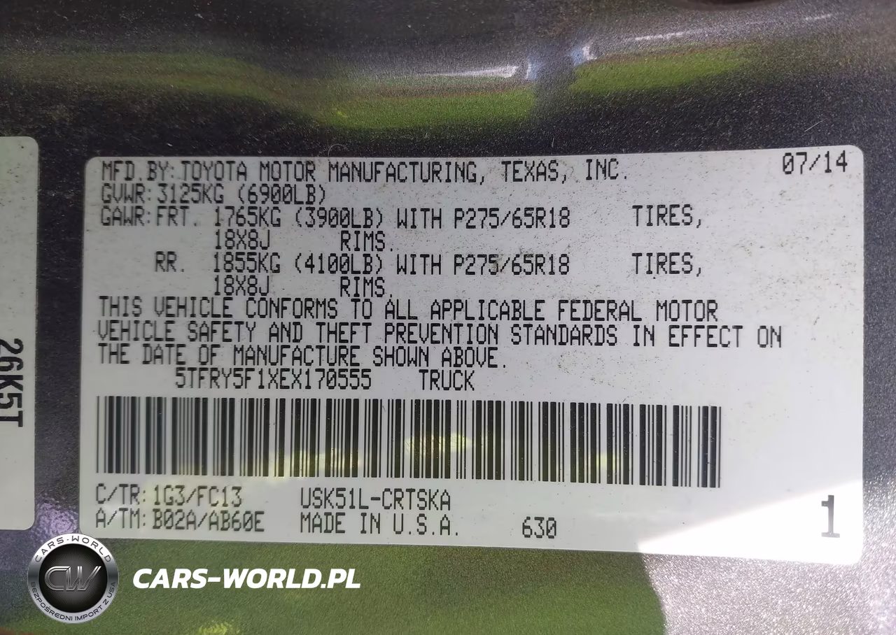 2014 Toyota Tundra Sr5 5.7L V8 VIN:5TFRY5F1XEX170555 - 9