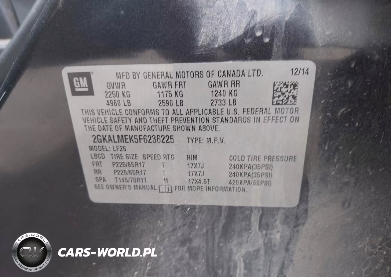 2015 GMC Terrain Sle-1 VIN:2GKALMEK5F6236225 - 9