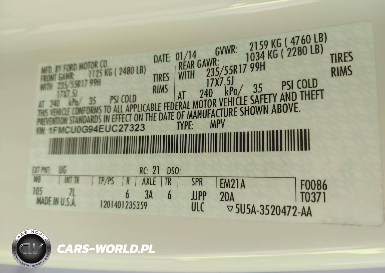 2014 Ford Escape Se VIN:1FMCU0G94EUC27323 - 9