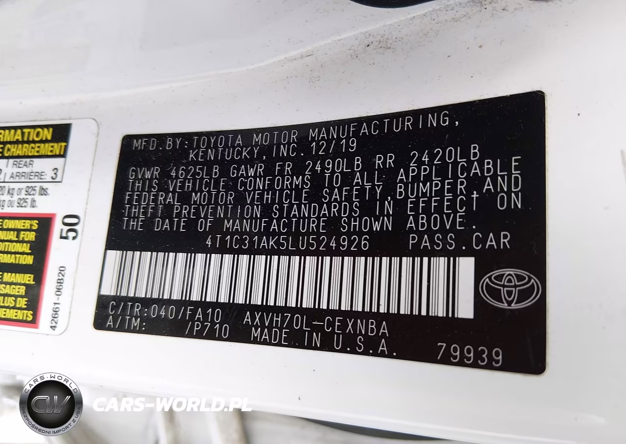 2020 Toyota Camry Le Hybrid VIN:4T1C31AK5LU524926 - 9