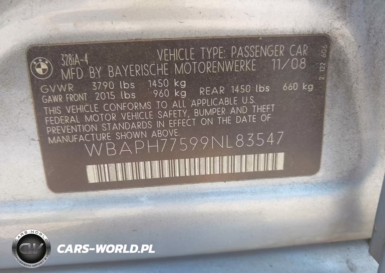 2009 BMW 328I VIN:WBAPH77599NL83547 - 9
