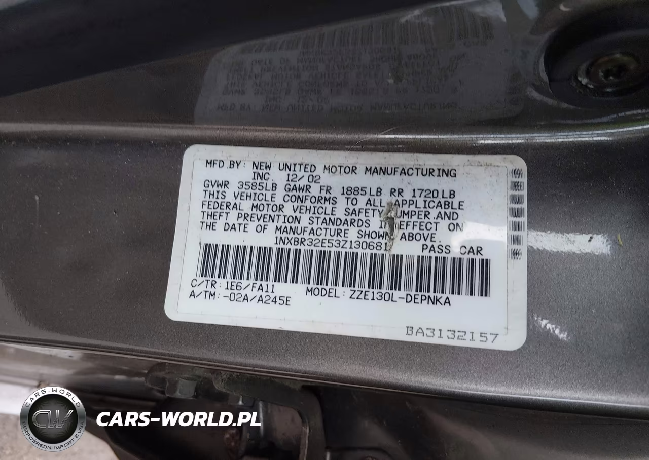 2003 Toyota Corolla Le VIN:1NXBR32E53Z130681 - 9
