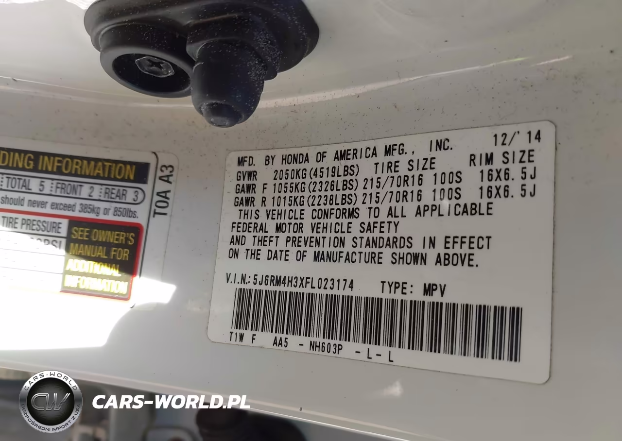 2015 Honda Cr-V Lx VIN:5J6RM4H3XFL023174 - 9
