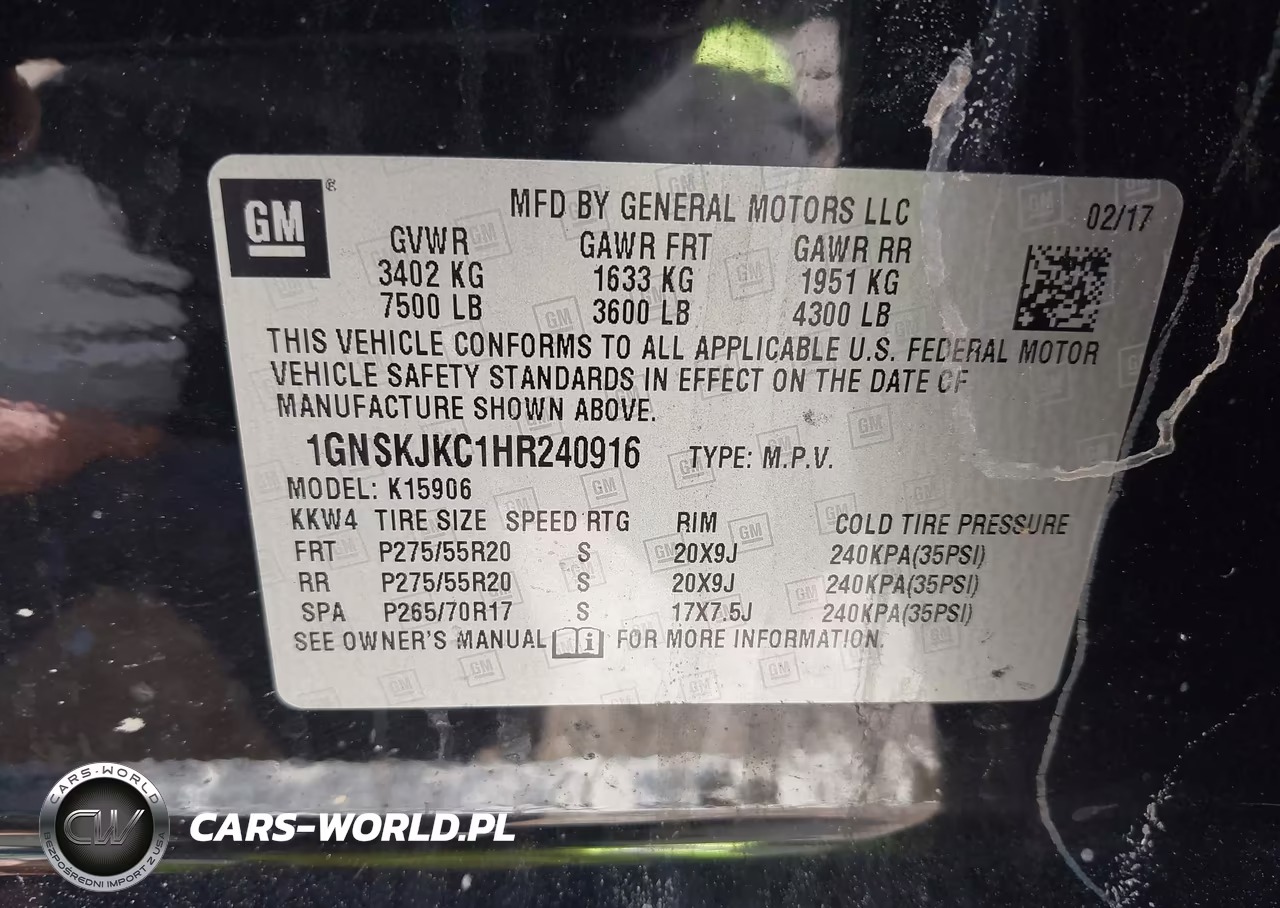 2017 Chevrolet Suburban Premier VIN:1GNSKJKC1HR240916 - 9