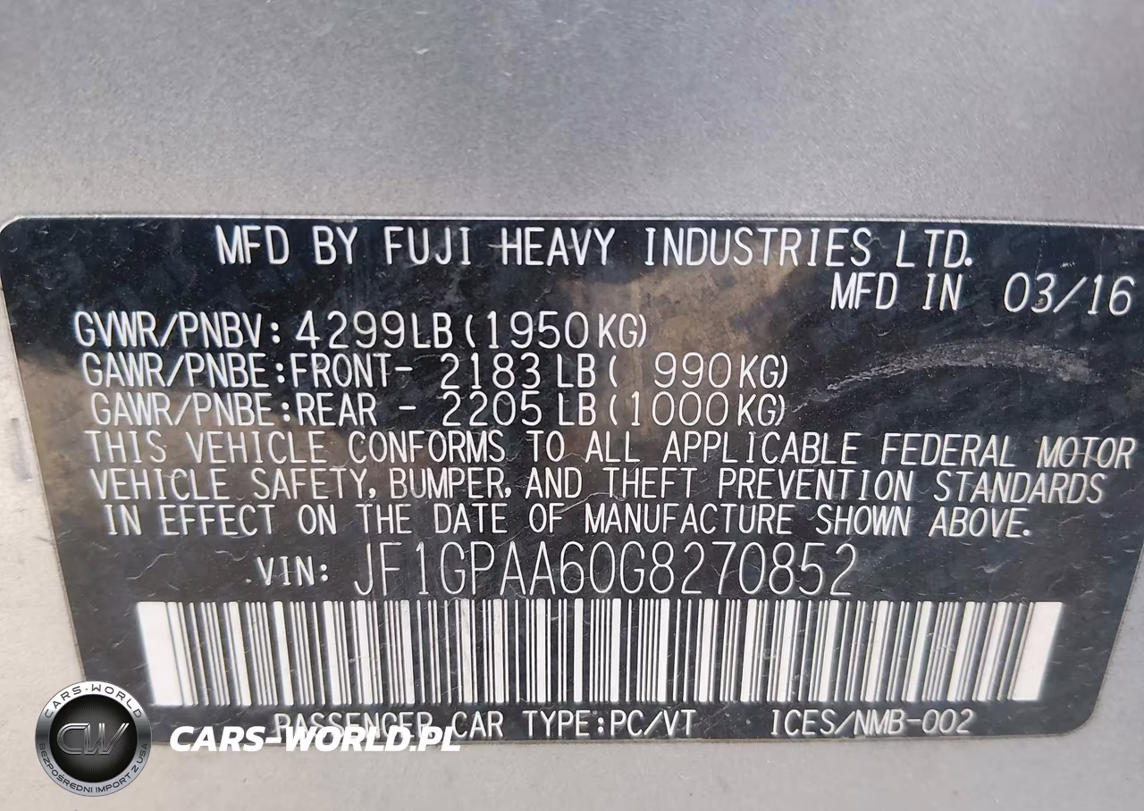 2016 Subaru Impreza 2.0I VIN:JF1GPAA60G8270852 - 9