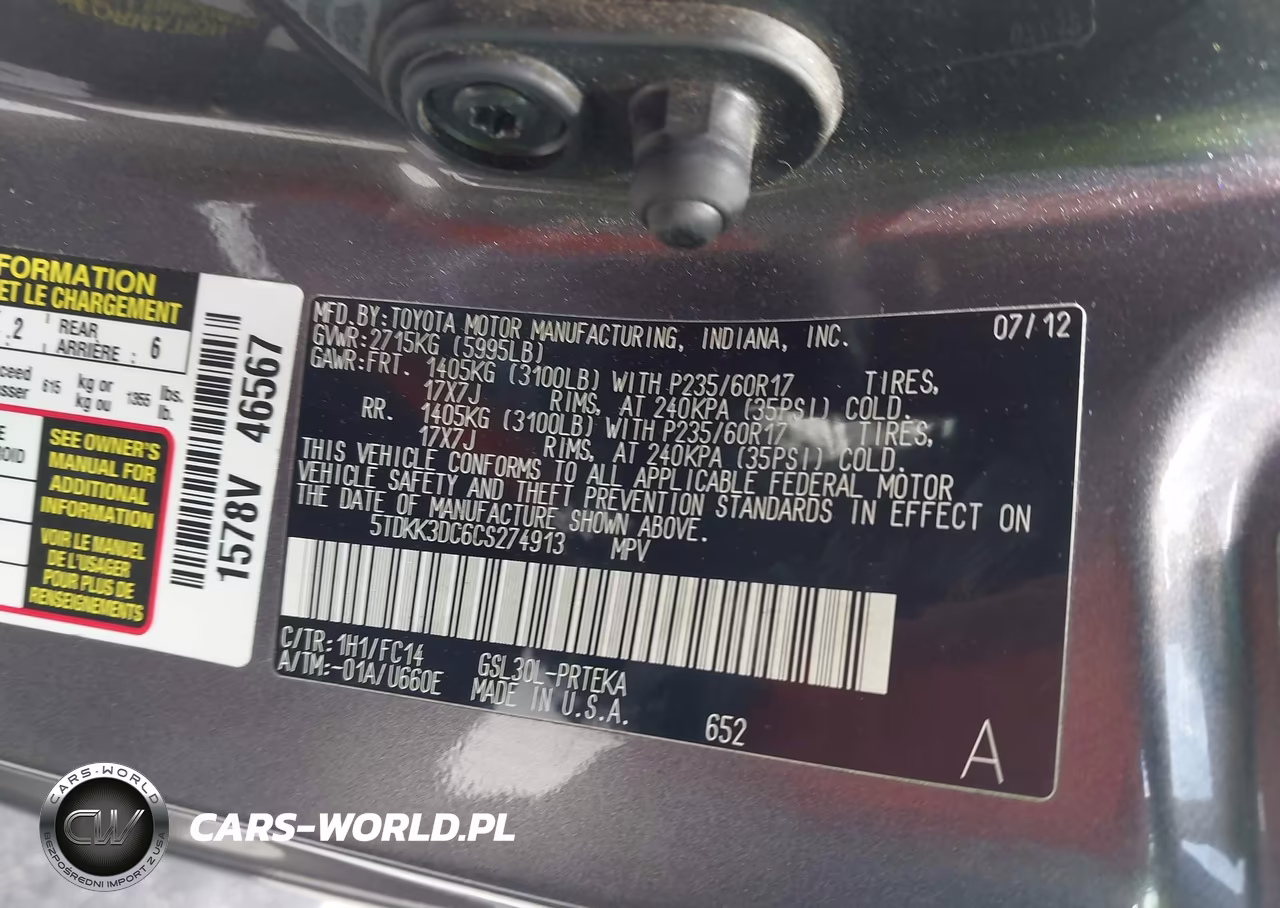 2012 Toyota Sienna Le V6 8 Passenger VIN:5TDKK3DC6CS274913 - 9