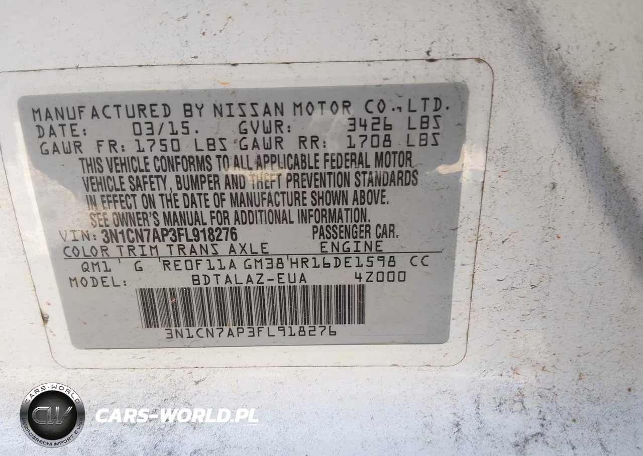 2015 Nissan Versa 1.6 S+ VIN:3N1CN7AP3FL918276 - 9