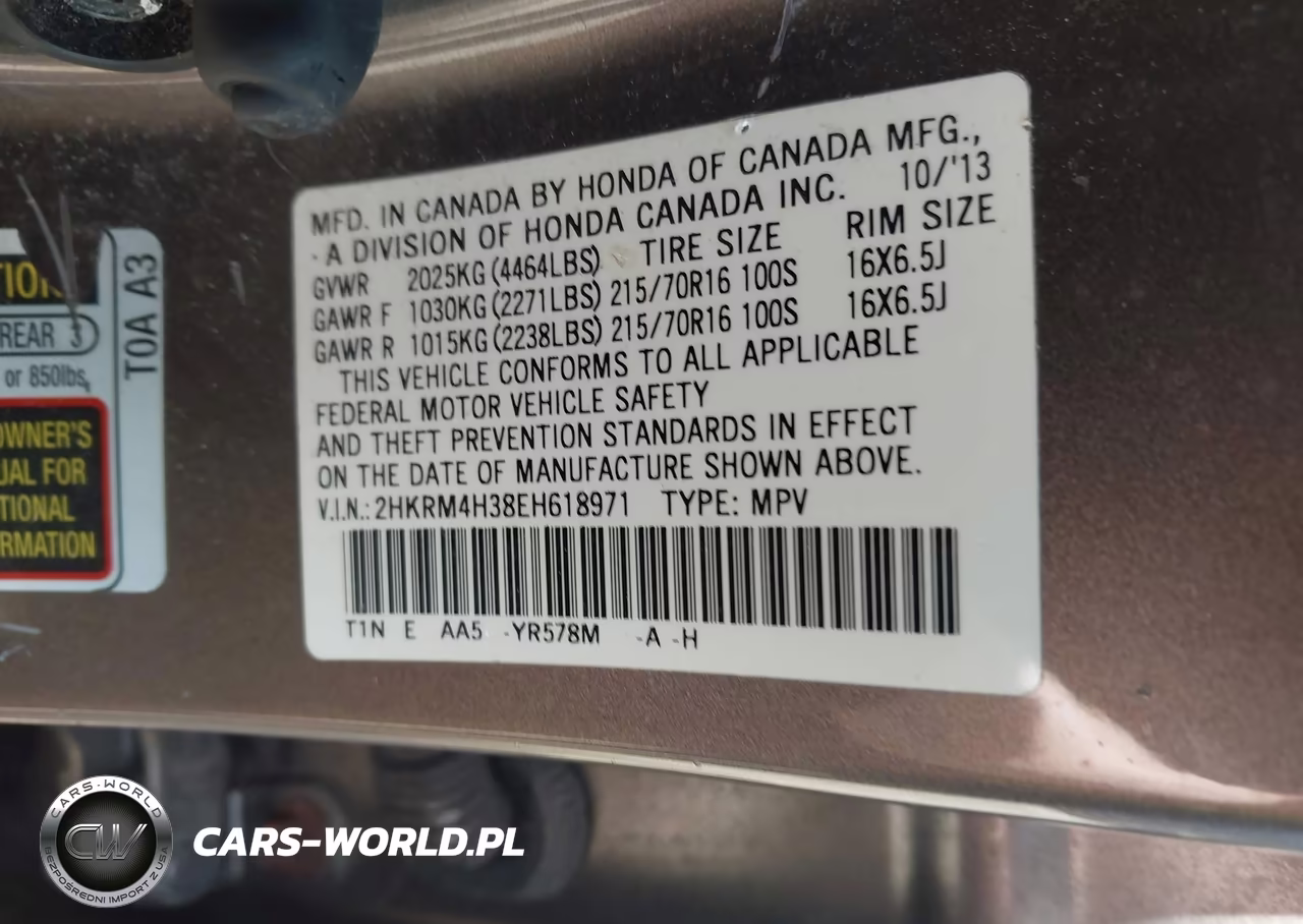 2014 Honda Cr-V Lx VIN:2HKRM4H38EH618971 - 9