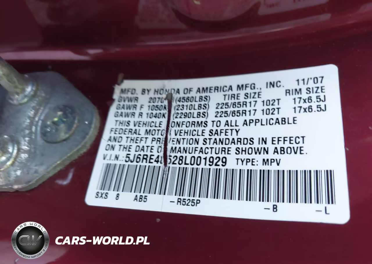 2008 Honda Cr-V Ex VIN:5J6RE48528L001929 - 9